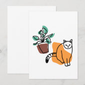 Kat en plant notitiekaartje (Voorkant / Achterkant)