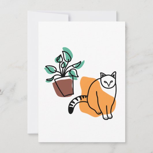 Kat en plant notitiekaartje (Voorkant)