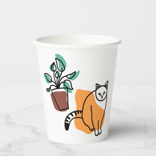 Kat en plant papieren bekers (Voorkant)