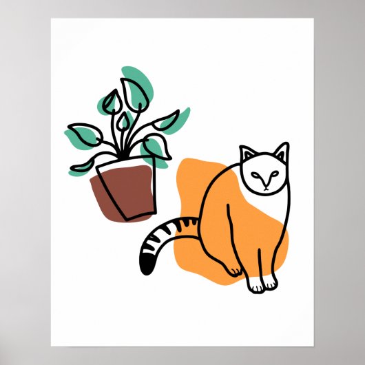Kat en plant poster (Voorkant)