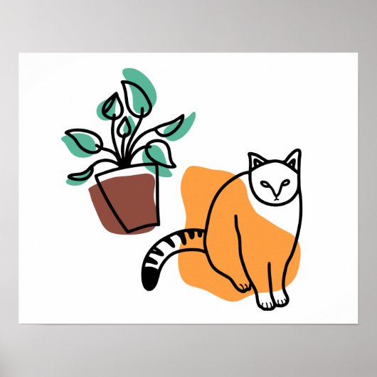 Kat en plant poster (Voorkant)