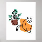 Kat en plant poster (Voorkant)