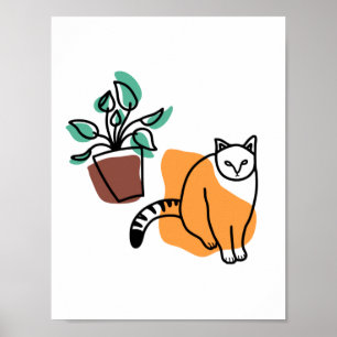 Kat en plant poster