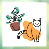 Kat en plant raamsticker (Vel 3)
