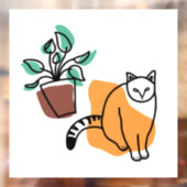 Kat en plant raamsticker (Vel 2)