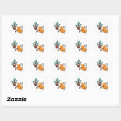Kat en plant ronde sticker (Vel)