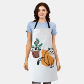 Kat en plant schort (Gedragen)