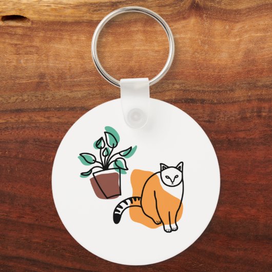 Kat en plant sleutelhanger (Voorkant)