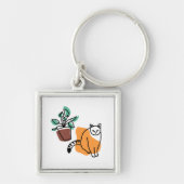 Kat en plant sleutelhanger (Voorkant)