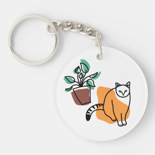 Kat en plant sleutelhanger (Voorkant)