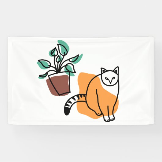 Kat en plant spandoek (Horizontaal)