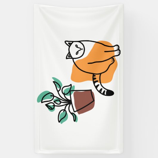Kat en plant spandoek (Verticaal)