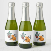 Kat en plant sparkling wijnetiket (Flessen)