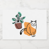 Kat en plant sparkling wijnetiket (Enkel label)
