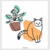 Kat en plant sticker (Vel)
