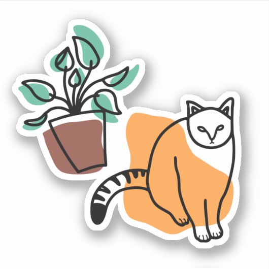 Kat en plant sticker (Voorkant)