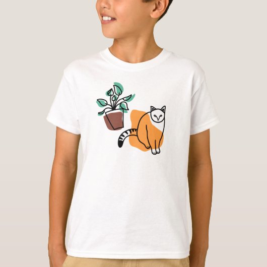 Kat en plant t-shirt (Voorkant)