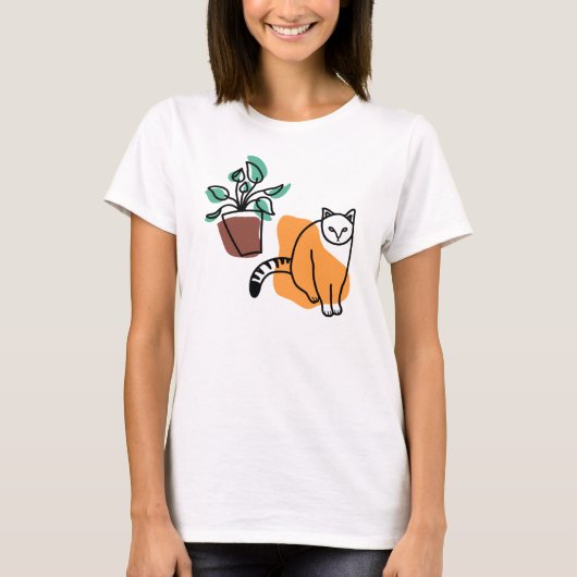 Kat en plant t-shirt (Voorkant)