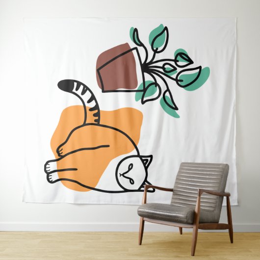 Kat en plant wandkleed (In Situ (horizontaal))