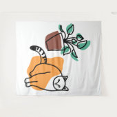 Kat en plant wandkleed (Voorkant (horizontaal))