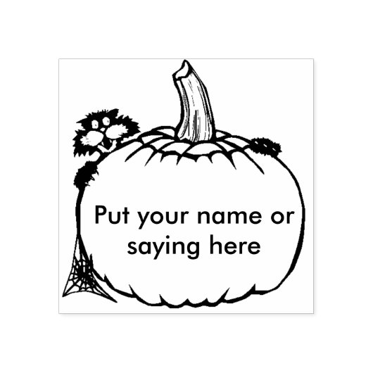 Kat en pompoen 2, illustratiezegel rubberstempel (Afrduk)