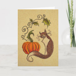 Kat en Pompoen Halloween Kaart