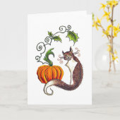 Kat en pompoen wenskaart kaart (Gele Bloem)