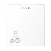 Kat en pompoenen Eenvoudige Minimale Lijn Kunst He Notitieblok (Voorkant)