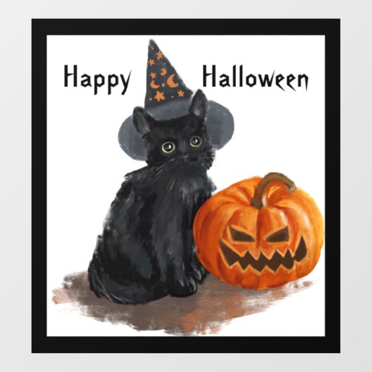 Kat- en pompoenvensterkoeling raamsticker (Vel)