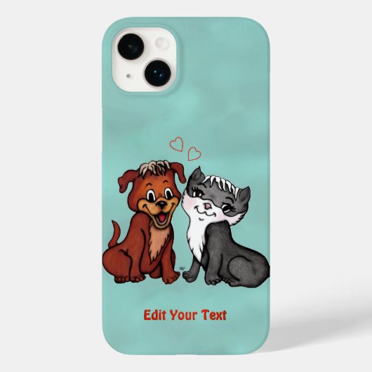 Kat en pop, Jouw tekst bewerken Case-Mate iPhone Case (Achterkant)