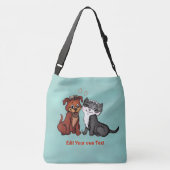 Kat en pop, Jouw tekst bewerken Crossbody Tas (Achterkant)