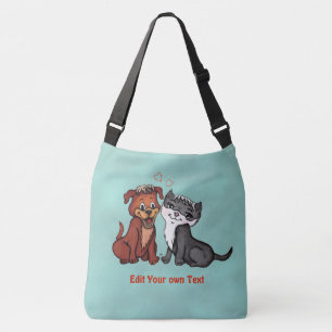 Kat en pop, Jouw tekst bewerken Crossbody Tas