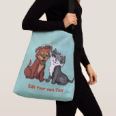 Kat en pop, Jouw tekst bewerken Crossbody Tas (Dichtbij)