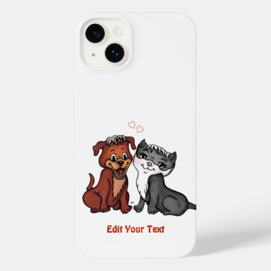 Kat en pop, Jouw tekst bewerken iPhone Hoesje (Achterkant)