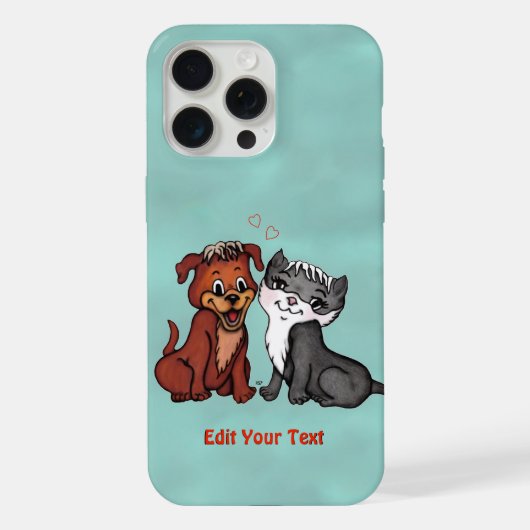Kat en pop, Jouw tekst bewerken iPhone Hoesje (Achterkant)