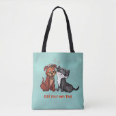 Kat en pop, Jouw tekst bewerken Tote Bag (Voorkant)