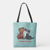 Kat en pop, Jouw tekst bewerken Tote Bag (Achterkant)