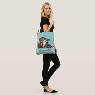 Kat en pop, Jouw tekst bewerken Tote Bag