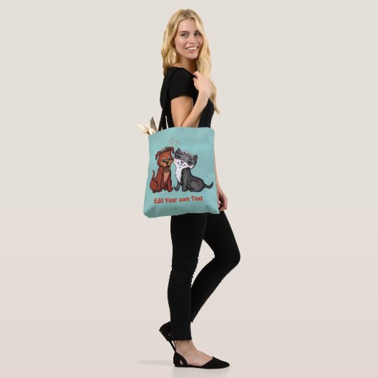Kat en pop, Jouw tekst bewerken Tote Bag (Op model)
