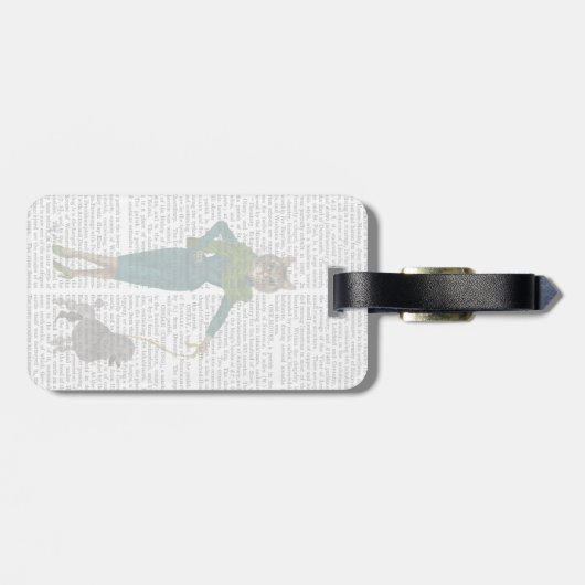 Kat en porselein bagagelabel (Achterkant horizontaal)