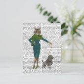 Kat en porselein briefkaart (Staand voorkant)