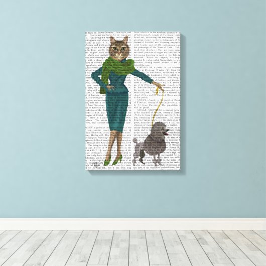 Kat en porselein canvas afdruk (Insitu (Houten vloer))