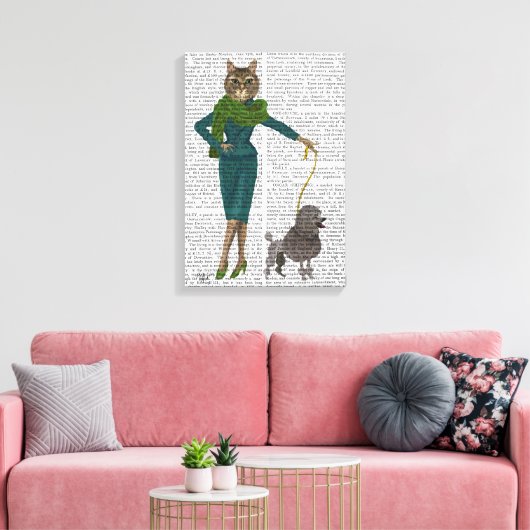 Kat en porselein canvas afdruk (Insitu (Woonkamer))