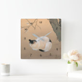 Kat en pruimenbloesem van Hishida Shunso Vierkante Klok (Huis)