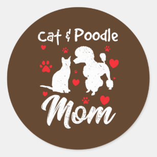 Kat en puin mam Poodle Dog Mama Proud Pet Ronde Sticker