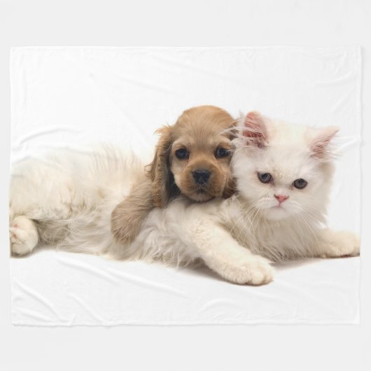Kat en pup fleece deken (Voorkant (Horizontaal))