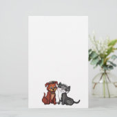 Kat en puppy briefpapier (Staand voorkant)