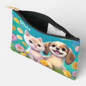 Kat en puppy gepersonaliseerde Kinder naam Etui (Open)