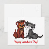 Kat en puppy, Happy Valentijnsdag! Briefkaart (Voorkant / Achterkant)
