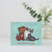 Kat en puppy, Happy Valentijnsdag! Briefkaart (Staand voorkant)